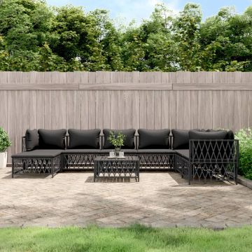 vidaXL Set mobilier de grădină cu perne, 9 piese, antracit, oțel