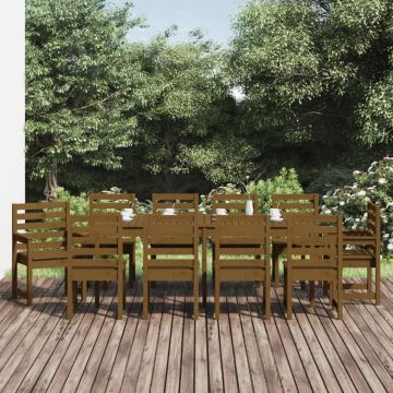 vidaXL Set mobilier grădină, 11 piese, maro miere, lemn masiv de pin