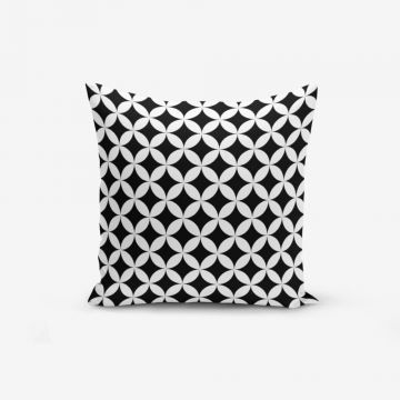 Față de pernă cu amestec din bumbac Minimalist Cushion Covers Black White Geometric, 45 x 45 cm, negru - alb