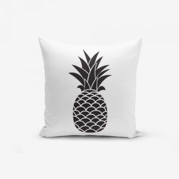 Față de pernă cu amestec din bumbac Minimalist Cushion Covers Black White Pineapple, 45 x 45 cm, negru - alb