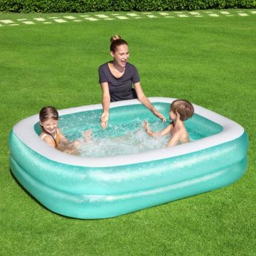 Piscina gonflabila pentru copii, Bestway Swimming Rectangular Turcoaz, L201xl150xH51 cm