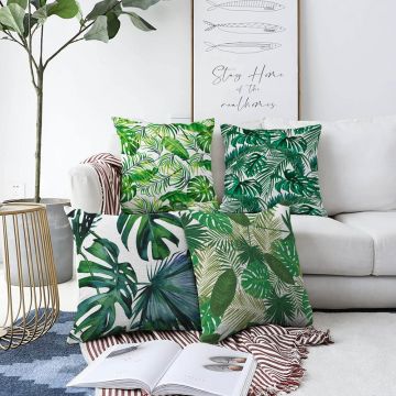 Set 4 fețe de pernă Minimalist Cushion Covers Summer Jungle, 55 x 55 cm