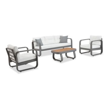 Set mobilier de grădină alb/gri pentru 5 pers. Vita – Floriane Garden