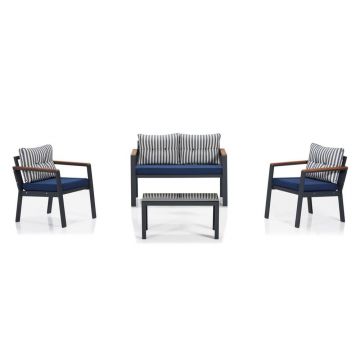 Set mobilier de grădină albastru pentru 4 pers. Defne – Floriane Garden