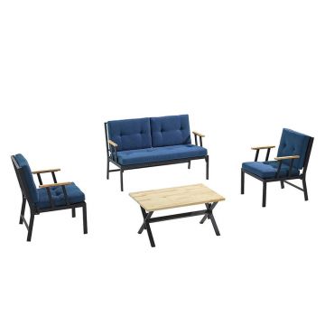 Set mobilier de grădină albastru pentru 4 pers. Lotus – Floriane Garden