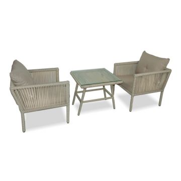 Set mobilier de grădină bej din ratan artificial pentru două persoane Shangai 2 – Floriane Garden