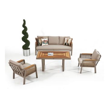 Set mobilier de grădină bej pentru 5 pers. Artemis Plus – Floriane Garden