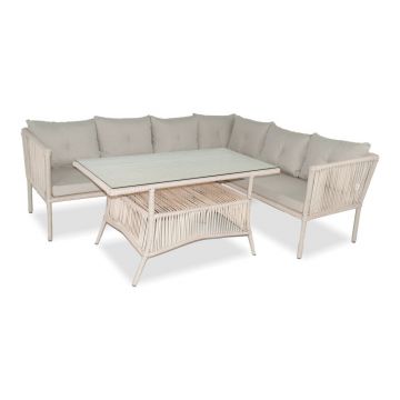 Set mobilier de grădină crem din ratan artificial pentru cinci persoane Shangai 5 – Floriane Garden