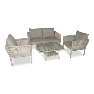 Set mobilier de grădină crem din ratan artificial pentru 4 pers. Shangai 38 – Floriane Garden