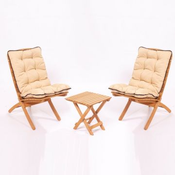 Set mobilier de grădină crem/în culoare naturală din lemn masiv de fag pentru două persoane – Floriane Garden