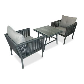 Set mobilier de grădină gri din ratan artificial pentru două persoane Shangai 2 – Floriane Garden