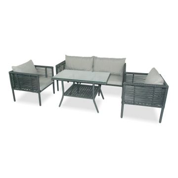 Set mobilier de grădină gri din ratan artificial pentru 4 pers. Newyork 160 – Floriane Garden