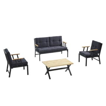 Set mobilier de grădină gri închis pentru 4 pers. Lotus – Floriane Garden