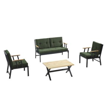 Set mobilier de grădină verde închis pentru 4 pers. Lotus – Floriane Garden