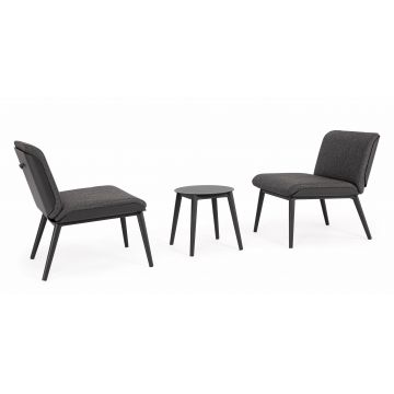 Set mobilier pentru gradina / terasa, Isabela Antracit, 2 fotolii + masa de cafea