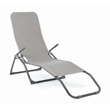Sezlong pliabil pentru gradina / terasa, din metal si material textil, Bolzano, l59xA140xH95 cm