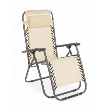 Sezlong pliabil pentru gradina / terasa, din metal si material textil, Martin, l65xA176xH80 cm