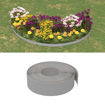 vidaXL Bordură de grădină, gri, 10 m 15 cm, polietilenă