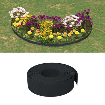 vidaXL Bordură de grădină, negru, 10 m 15 cm, polietilenă