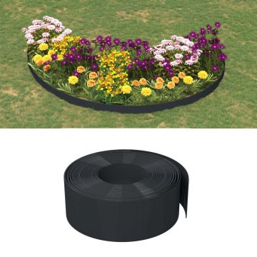 vidaXL Bordură de grădină, negru, 10 m 20 cm, polietilenă