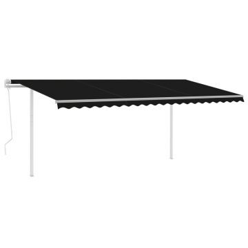 vidaXL Copertină retractabilă automat, cu stâlpi, antracit, 5x3,5 m