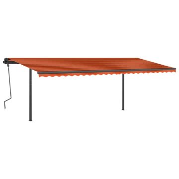 vidaXL Copertină retractabilă automat, stâlpi, portocaliu&maro 6x3,5 m