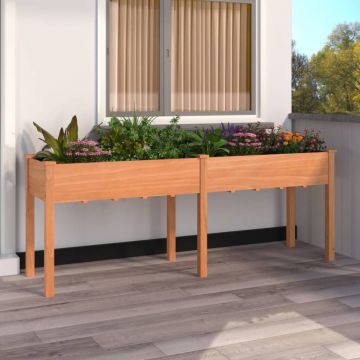 vidaXL Jardinieră cu căptușeală, maro, 203x53x76 cm, lemn masiv brad