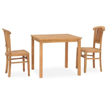 vidaXL Set de masă pentru grădină, 3 piese, lemn masiv de tec