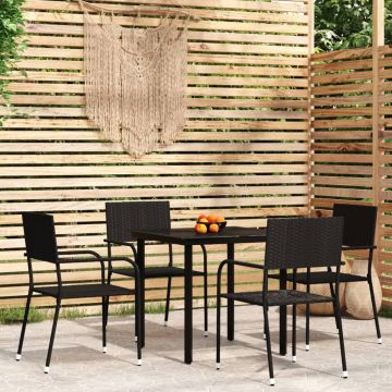 vidaXL Set de mobilier pentru grădină, 5 piese, negru