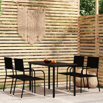 vidaXL Set de mobilier pentru grădină, 5 piese, negru