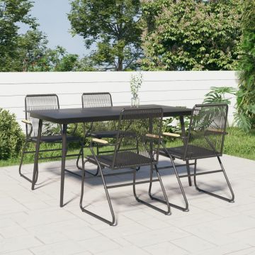 vidaXL Set mobilier de grădină, 5 piese, negru, ratan PVC