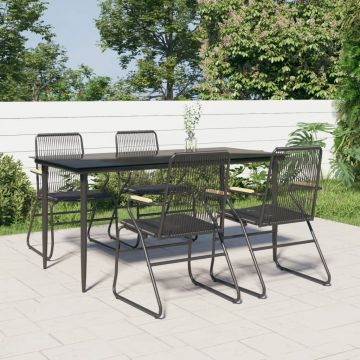 vidaXL Set mobilier de grădină, 5 piese, negru, ratan PVC