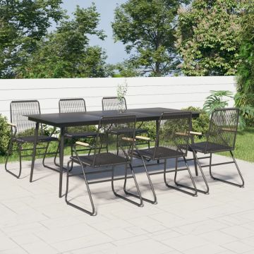 vidaXL Set mobilier de grădină, 7 piese, negru, ratan PVC