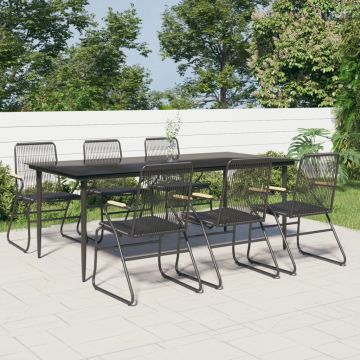 vidaXL Set mobilier de grădină, 7 piese, negru, ratan PVC