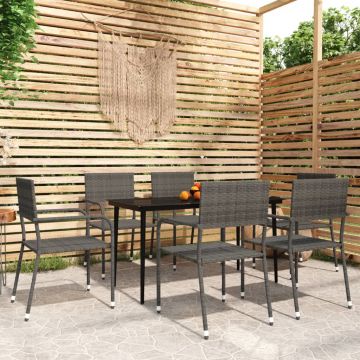 vidaXL Set mobilier pentru grădină, 7 piese, gri