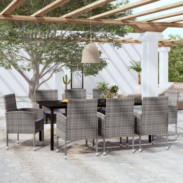 vidaXL Set mobilier pentru grădină, 9 piese, antracit