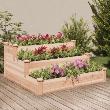 vidaXL Strat de grădină înălțat cu căptușeală, 120x120x56 cm lemn brad