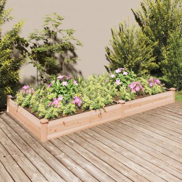 vidaXL Strat de grădină înălțat cu căptușeală, 240x120x25 cm lemn brad