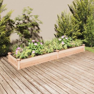 vidaXL Strat de grădină înălțat cu căptușeală, 240x60x25 cm, lemn brad