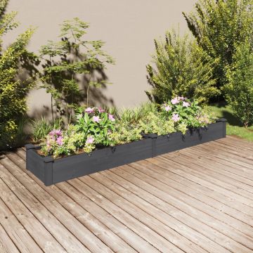 vidaXL Strat grădină înălțat cu căptușeală gri 240x45x25 cm, lemn brad