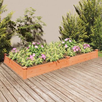 vidaXL Strat grădină înălțat cu căptușeală maro 240x120x25cm lemn brad