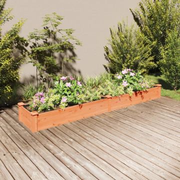 vidaXL Strat grădină înălțat cu căptușeală maro 240x45x25 cm lemn brad