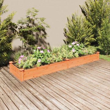 vidaXL Strat grădină înălțat cu căptușeală maro 240x60x25 cm lemn brad
