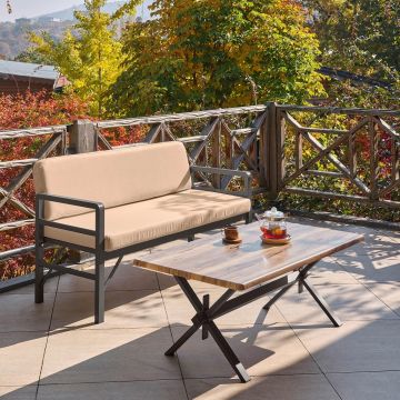 Canapea De Grădină Cu 2 Locuri Pandora, Negru, 139X75X52 Cm Canapea De Grădină Cu 2 Locuri Pandora, Negru, 139X75X52 Cm