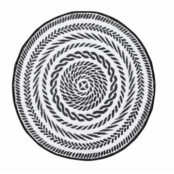 Covor de exterior, Kashan Round Alb / Negru, Ø150 cm