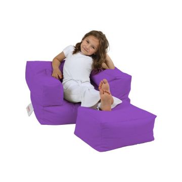 Fotoliu puf de grădină pentru copii violet cu scaun pentru copii cu scaun Single - Floriane Garden