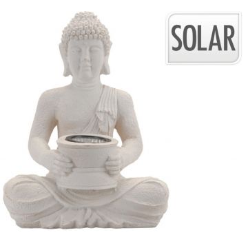 Lampa solara de gradina Buddha, 21x14x28 cm, ceramica