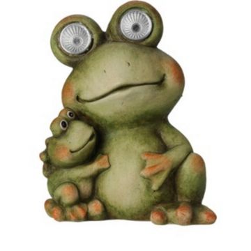 Lampa solara de gradina Frog, 13.5x10x16.5 cm, ceramica, verde