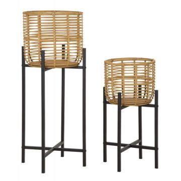 Mauro Ferretti Set Suport De Flori Rattan Cm Ø 38X90-33X60