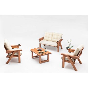 Set mobilier de gradina, Hudson, Abant (2+1+1), Crema/Nuca